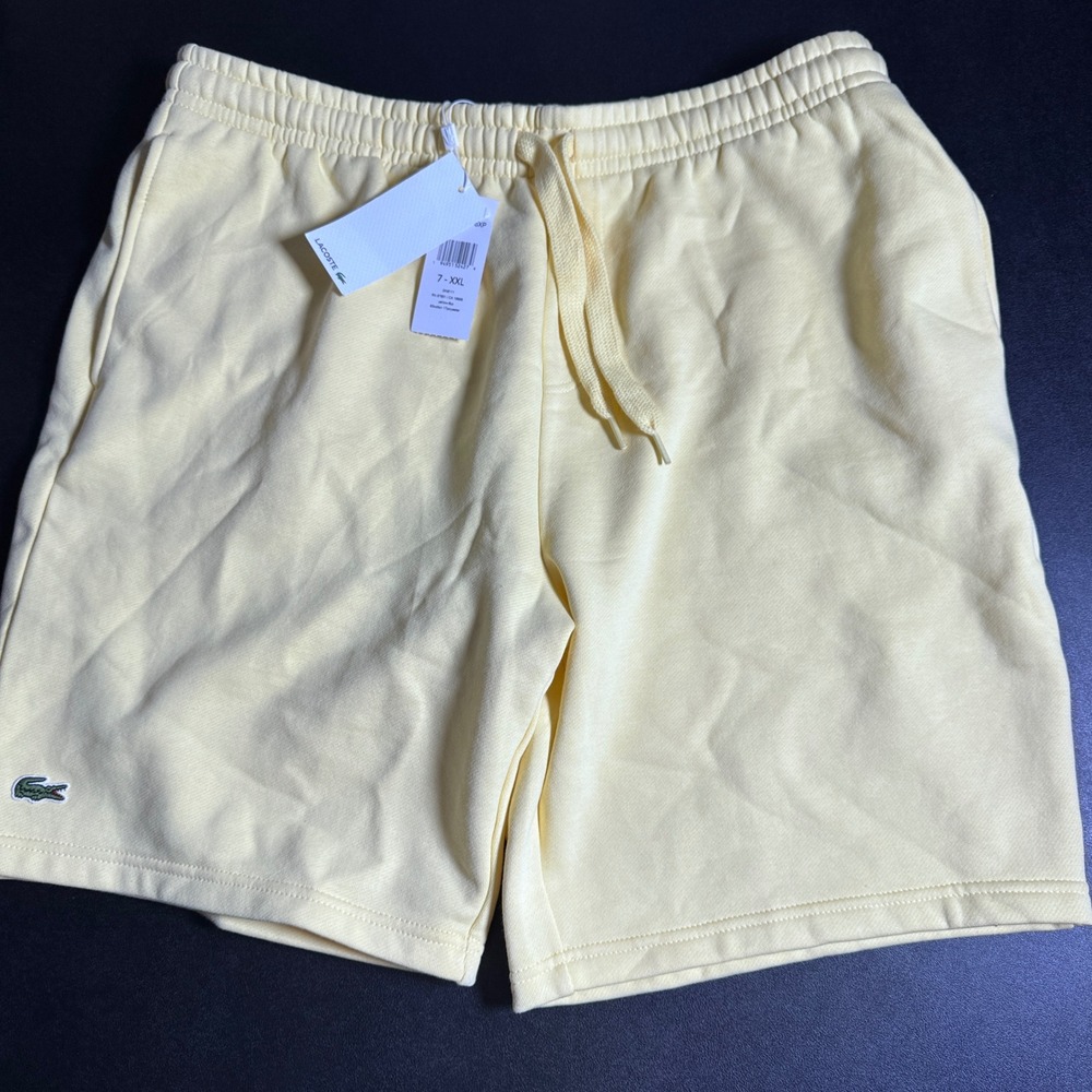 Lacoste Sweat Shorts Mens XXL Yellow‎ Solid Fleece Drawstring GN8111
